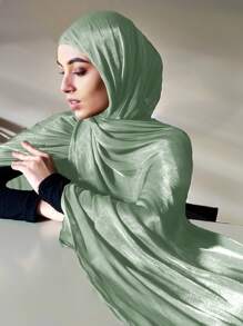 1pc Sparkling Metallic Women Hijab Minimalist Shawl Scarf Solid Color Scarf Women Wrap Accessories Women Abaya Accessories Veiled Clothes