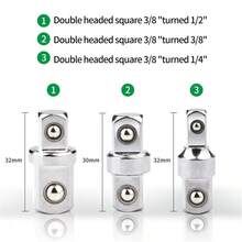 3/8 英寸至 3/8 英寸套筒适配器，3/8 英寸驱动器，公对公，适用于无绳电钻棘轮延长器，通用套筒扳手适配器套装 - 彩色 - 查看 3