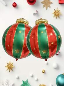2/5pcs Christmas Hanging Balls Aluminum Foil Balloons,Een Christmas Balloons, Christmas Decorations - Multicolor - View 1
