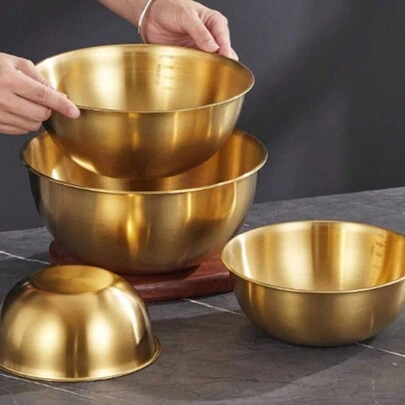 Cirelle 5pcs/1pc Stainless Steel Salad Mixing Bowl With Scale, Kitchen Baking Egg Beater Cooking Tool, Multiple Sizes Stackable For Storage ,Kitchen,Christmas Gift, Rama Kitchen Essentials, Kitchen Use, High-End Restaurants Supplies, Housewarming Gift, Party Use, Family Dining