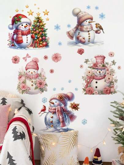 mama look 1 Stück/5 Stück Weihnachtsmann Weihnachts Wandaufkleber für Wohnzimmer Schlafzimmer Aufkleber Weihnachtsdekoration abnehmbare PVC Aufkleber Badezimmer Fenster DIY Wandbild Weihnachtsdekoration Weihnachtsdekorationen Weihnachtsdekoration Heimdekoration Raumdekoration