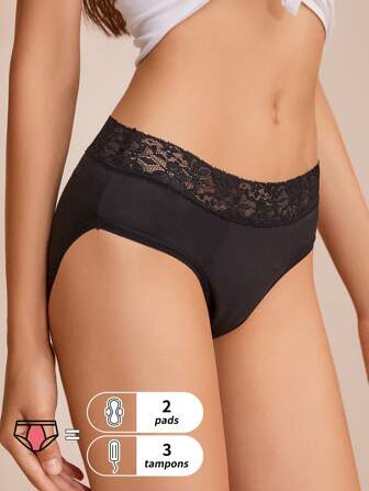 1pc Absorbent Solid Color Menstrual Leakage Proof Underwear, Women's Low Waist Comfortable Elastic Fitted Period Panties