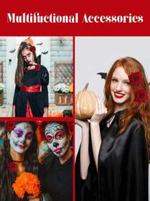 2/4 chiếc kẹp tóc hoa hồng giả nhung đỏ cổ điển, phụ kiện trang phục Halloween - Trâm cài đầu hoa hồng hai mặt ngày lễ tình nhân - Màu Hoa hồng đỏ - Xem 8
