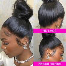 30 Inch Long 360 Lace Front Wigs Human Hair Straight 360 Frontal Human Hair Wigs For Women 250% Density 12A 360 Full Lace Human Hair Wigs With Baby Hair Natural Color Straight Lace Front Wigs Human Hair - Natural Black - Xem 2