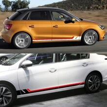 2PCS Car Creative Sticker Side Door Racing Stripes Graphics Auto Decoration Accessories For Audi A1 8X GB GBA Sportback Quattro Ego Plus TFSI E-Tron Urba