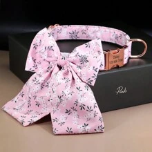 Collar de perro personalizado de nailon con estampado de lazo, correa para el cuello ajustable, anti-pérdida