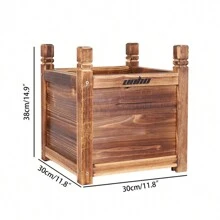 UNHO Wood Planter Box Outdoor Raised Planter Beds Large Patio Containers For Flowers Vegetables S/M/L - 棕色 - 查看 5