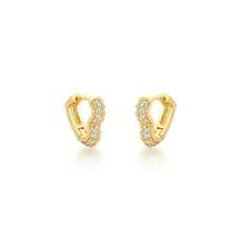 Small Gold Heart Zirconia Hoop - Vàng - Xem 1