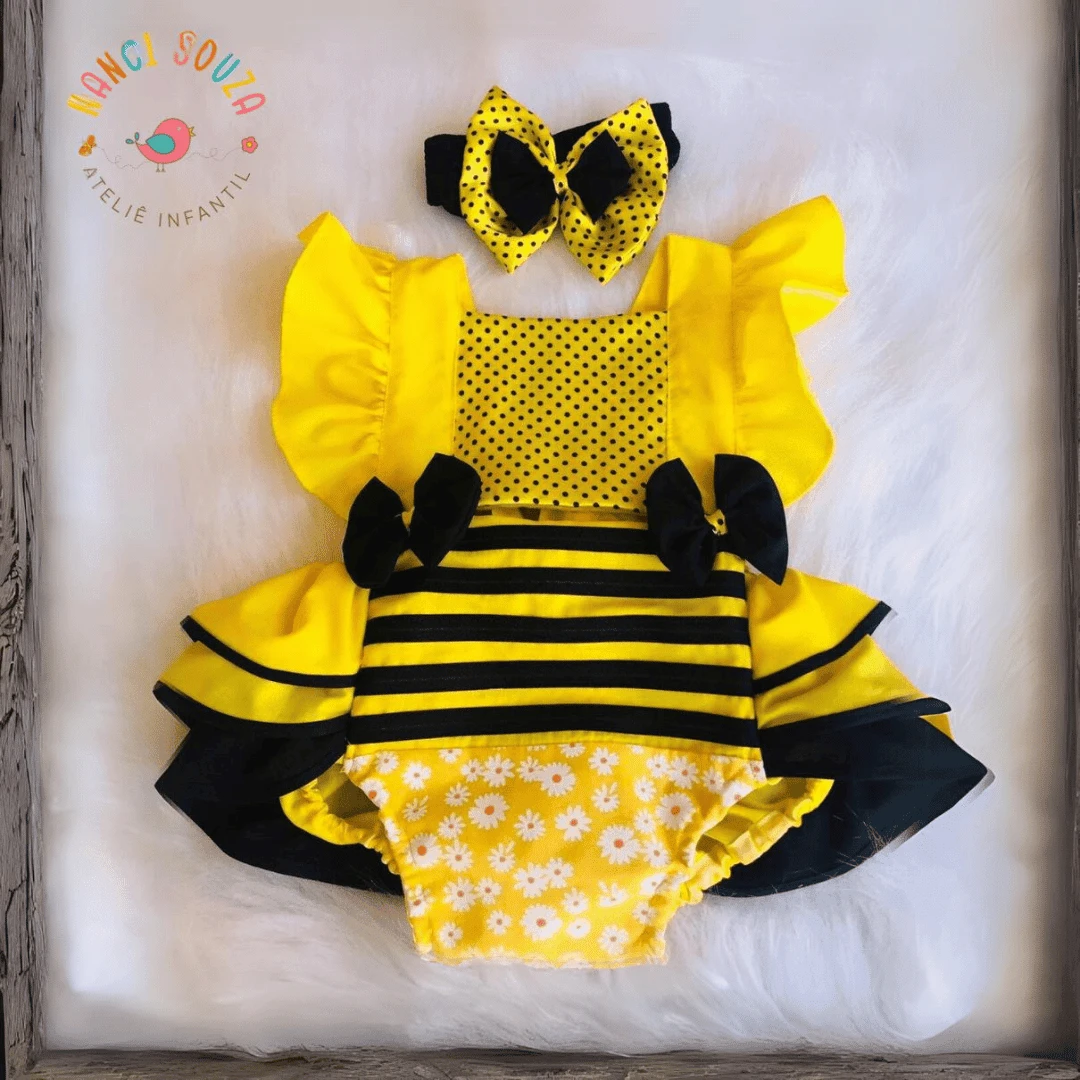 Romper Little Bee (Code: 00059) - Màu vàng - Xem 1