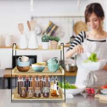 3 Tier Bathroom Counter Organizer, Woode Bathroom Organizer Countertop Storage Shelf, Bathroom Trays For Counter, Standing Rack Organizer Cosmetic Holder, Kitchen Spice Rack Bathroom Tray - 棕色 - 查看 4