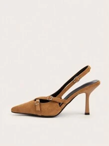 Brown Pointed Toe Criss Cross Strap Stiletto High Heel Sandals For Wedding Party