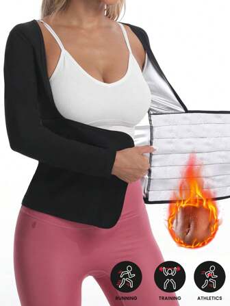Costume de sauna pour femmes pour le sport et l'extérieur, gaine amincissante du corps, ceinture de taille chaude, corset, haut de workout à manches longues, accessoire de gym pour la perte de poids, gaines amincissantes du ventre, ceintures lombaires, corset amincissant le ventre