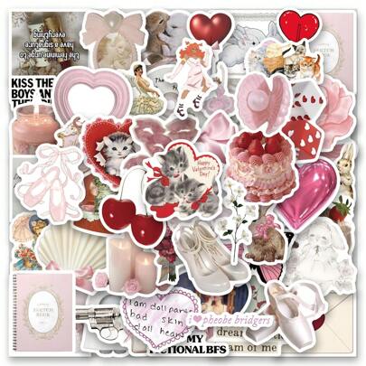 60 Pcs Stickers Vinyl Stickers Scrapbook, Journaling, Laptop, Bumper, Skateboard, Water Bottles, Computer, Phone, Cartoon, Hard Hat, Car Stickers,School Supplies,Back To School