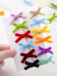 20pcs/Pack Teen Girls Colorful Flocking Bowknot Hairpins Hair Clips Barrettes Hair Accessories For Daily Use In Fall/Winter - Multicolor - View 2