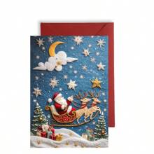 1pc/2pcs/24pcs Charming & Fun Christmas Reindeer Greeting Card, Watercolor Birthday Card, Invitation Card, Thank You Card, Personalized Design, Cartoon Pattern Series, Comes With Envelope, Perfect Gift For Christmas, Birthday, For Him/Her, Family, Friends, Siblings, High-Quality Thick Card Stock, Comfortable Texture