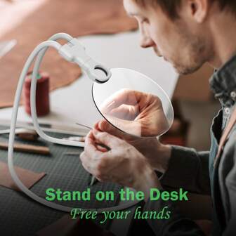 3 In 1 Adjustable Hands Free 5x 5.12in Magnifying Glass Switchable Handheld, Neck Magnifying And Desktop Magnifying Glass, With Individual High Magnifying Small Round Mirror Without Obstructing Vision, For Reading, Manual. (Latest Upgraded Version)