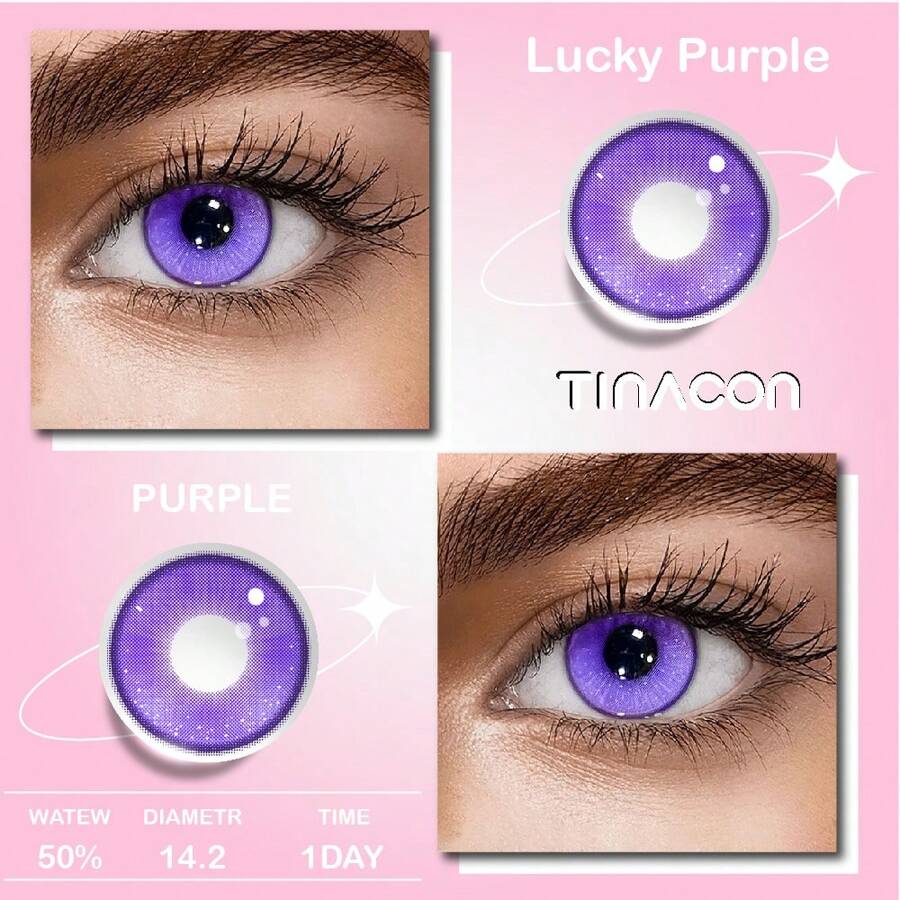 TINACON TINACON 1 Pair 2 Pieces Purple Contact Lenses Mixed Race