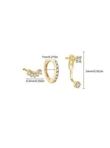 Bộ 3 khuyên tai mạ vàng 14K, kiểu dáng tinh tế gồm khuyên tai đinh, khuyên tai vòng và khuyên tai sụn dành cho nữ, ít gây dị ứng, khuyên tai nhỏ nhắn, bộ khuyên tai, món quà tuyệt vời cho Halloween, Giáng sinh, dành cho phụ nữ. - 3 miếng vàng - Xem 4