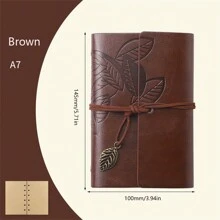 Taccuino A7 vintage con foglie, diario in pelle PU, taccuino in carta kraft, blocco note, taccuino per schizzi, cancelleria, forniture per ufficio e scuola