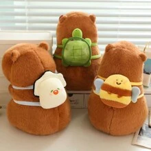 Lindo peluche de capibara con mochila de abeja, animal de peluche capibara kawaii con mochila de tortuga, muñeco de peluche suave de capibara, almohada de peluche de capibara para niños, niños, decoración de habitación de anime, decoraciones navideñas, regalos para amigos - Multicolor - Ver 2