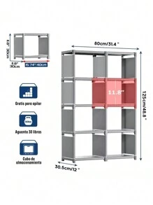 Double Organizer Shelf With 8 Compartments, Portable, Multifunctional. - Grey - View 2
