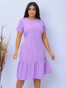 Mavie Dress, Specially Designed To Highlight Your Natural Elegance. With A Belt That Cinches Your Waist And A Ruffle That Adds A Perfect Touch - Màu Lilac Tím - Xem 3