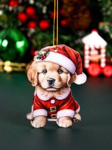 Ornements avec motif de chien de Noël, boîte-cadeau, charms de chiens suspendus, décoration de sapin de Noël, décoration de Noël pour les amateurs d'animaux de compagnie, décoration de Noël Décoration intérieure 2024 Bonne année 2025 Cadeaux, Noël