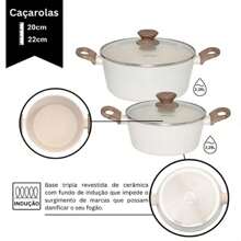 Mimo Style Cook Cookware Set With Triple Induction Base And 10 Pieces, Vanilla Marble - 白色 - 查看 5