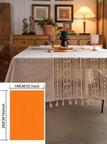 MeijiaMo 1 Pc Linen Patchwork Rectangular Tablecloth, Bohemian Nordic Minimalist Hollow Out Home Decor Placemat Table Topper With Tassels, Suitable For Dining Room, Kitchen, Hotel, Bedroom, Picnic, Dust-Proof, All Season - Multicolor - View 20