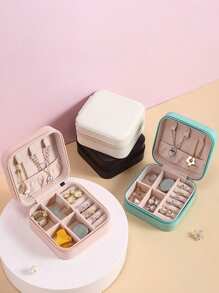 1pc Travel Jewelry Storage Box, Simple Travel And Home Jewelry Storage Box, Portable Earrings, Rings, Bracelets, Jewelry Storage Box, Fashionable Personalized Leather Jewelry Storage Container, Used For Ring, Necklace, Earnail Storage, Perfect Gift For Women, Exquisite And Unforgettable Holiday Gifts For Mother's Day And Valentine's Day, Christmas Gifts
