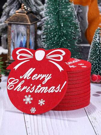 12pcs Christmas Tableware Decor Set - Felt Cutlery, Mini Christmas Trees, Santa Hats, Holiday Decor Set, Dining Table Placemats