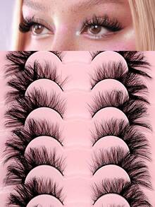Asiteo 7 Pairs Luxury Soft 3D Faux Mink Fur Fox Eye False Eyelashes - Thick & Full, Charming Cat Eye Shape, Long-Lasting & Reusable, Easy To Create Alluring Makeup - Cat Eye Lashes - View 4