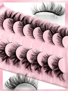 Asiteo 7 Pairs Luxury Soft 3D Faux Mink Fur Fox Eye False Eyelashes - Thick & Full, Charming Cat Eye Shape, Long-Lasting & Reusable, Easy To Create Alluring Makeup - Cat Eye Lashes - View 3