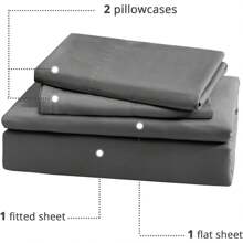 Luxurious 4PC Bed Sheet Set - Breathable, Cooling & Hotel Quality Sheets For Men And Women - Deep Pocket, Easy-Fit & Wrinkle-Free - Bed Sheet - 深灰色 - 查看 6