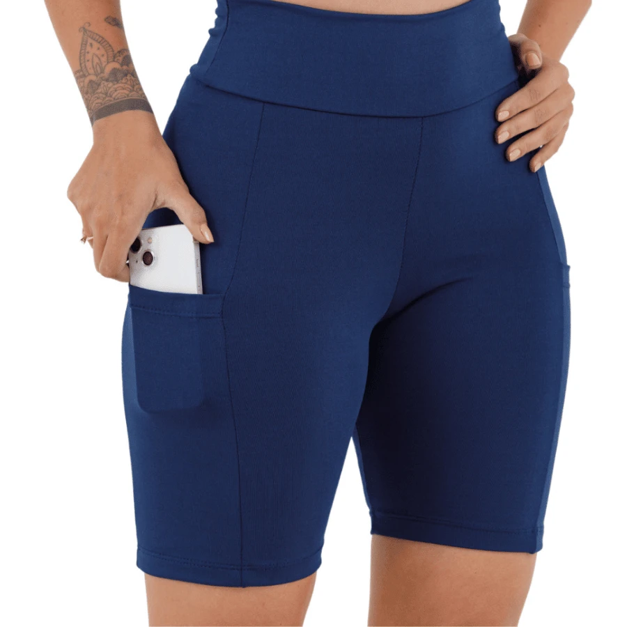 Basic Fitness Shorts With Side Pockets Navy Blue - Màu xanh lam - Xem 1