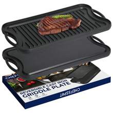 Cast Iron Griddle Pan For Stove Top - 20" Reversible Cast Iron Pan - Comal For Tortillas- Grill Pan - Griddle For Gas Grill - Pancake Griddle - Griddle Grill - Skillet Griddle - Cast Iron Griddle For Gas Grill - Grill Plate - 黑色 - 查看 8