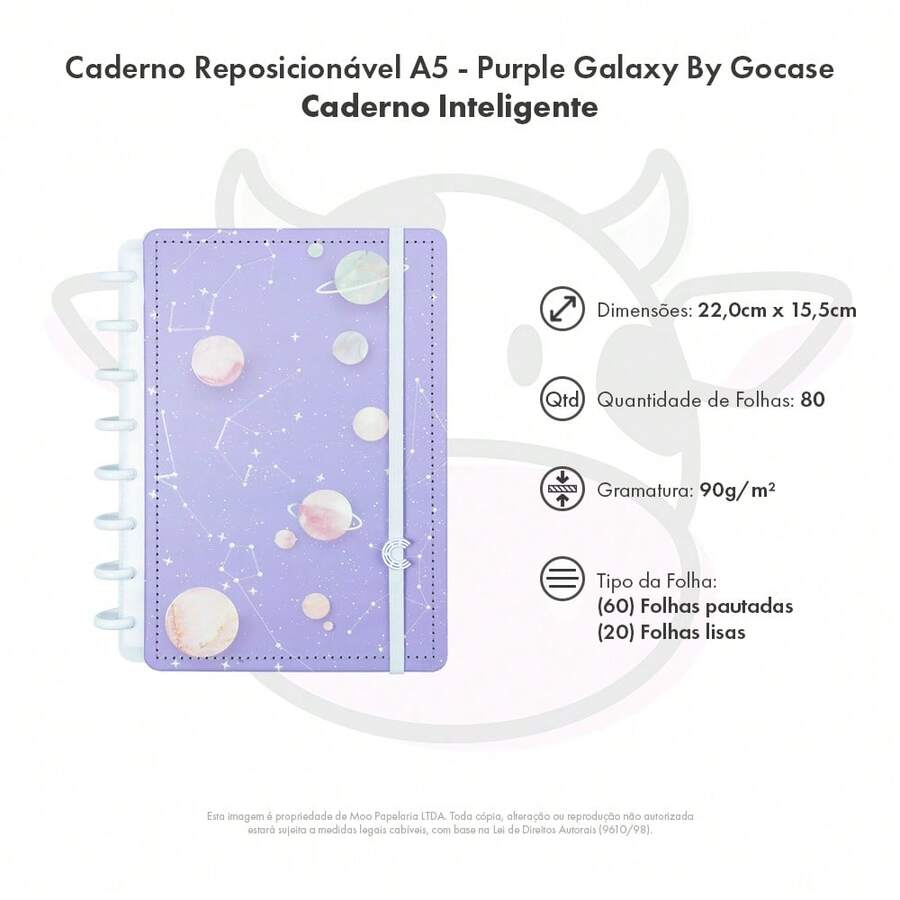 Repositionable Notebook Smart Notebook - Purple Galaxy By Gocase - 1 UNIT - A5 - Xem 1