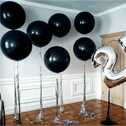 10 pièces de grands ballons en latex noir et blanc, pour la Fête des Mères, l'anniversaire, la fête de fin d'études, la Fête des Pères, la rentrée scolaire, le mariage, l'anniversaire, l'ouverture de magasin - ballon rond en hélium de 18 pouces d'épaisseur pour la décoration de fête et la célébration