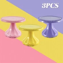 Juego de 3 piezas/6 piezas Soporte mini para cupcakes, portador de cupcakes de plástico, plato de servir para decoraciones de fiesta de boda, cumpleaños, decoraciones de fiesta rosa, soporte para pastel para decoraciones de Navidad, baby shower, boda, suministros para fiesta de boda, decoraciones de boda, accesorios de boda, soporte para tarta de boda