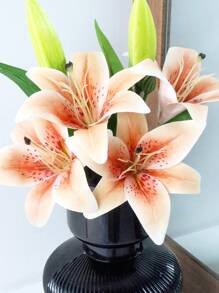 1/2/3/5/6 件丝绸橡胶假百合花适用于插花、花卉装饰、花瓶、花园、窗台、婚礼、派对、生日、感恩节、父亲节、高品质人造花 33 厘米