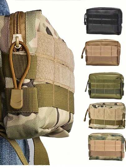 1 pieza Bolsa accesoria de 600d para exteriores, bolsa de herramientas Edc, bolsa de cintura táctica de camuflaje Molle, monedero/estuche para teléfono, bolsa para ir al trabajo, bolsa accesoria de chaleco Molle para suministros de emergencia y equipo de supervivencia al aire libre