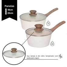 Mimo Style Cook Cookware Set With Triple Induction Base And 10 Pieces, Vanilla Marble - 白色 - 查看 8