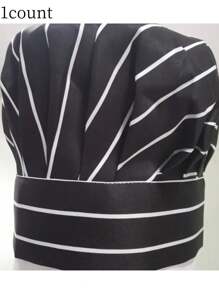 1pc Adjustable Chef Hat For Men, Suitable For Bakeries, Restaurants, Hotels And Cake Shops - Black Strips - View 1