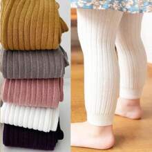 1pc Baby Girls' Knit Tights, Toddler Pantyhose Leggings - Purple - View 1
