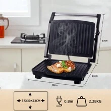 SONIFER 2000W Elektrogrill mit hoher Leistung, Edelstahlpfanne mit 9 Temperaturstufen, schnelle Erhitzung, isolierter Griff, Aufbewahrungsverriegelung, Ölvorratsbehälter, für Grillen von Steaks, Gemüse, Fleischbällchen, BBQ, Sandwiches