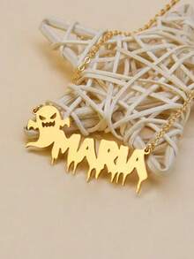 Vòng cổ tên ma kinh dị Goth tối giản tự làm cho nam và nữ tùy chỉnh quà tặng Halloween cổ áo đen thép không gỉ phụ kiện vàng trang sức vòng cổ quà tặng độc đáo, tên tùy chỉnh phong cách hàng ngày đơn giản, móc chìa khóa, bao gồm hộp quà tặng, quà tặng ngày lễ tình nhân, quà tặng sinh nhật, quà tặng ngày của mẹ, quà tặng hàng ngày, v.v. ngày lễ tình nhân - Vàng - Xem 4