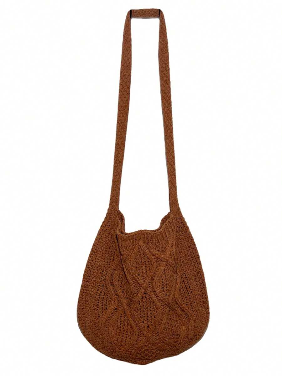 Crochet Bag Crochet Tote Bag Fairycore Hobo Bag For Women Fairy Grunge Tote Bag Aesthetic - 棕色 - 查看 1