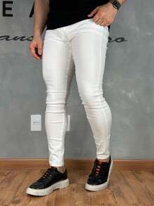 Traditional Plain Black Tailored Trousers 04% Lycra - 白色 - 查看 7