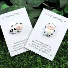 2pcs Cute Cow Pocket Hug Cards - Charming Animal Talisman For Encouragement And Gifts - Ideal For Birthday, Wedding, Halloween, Christmas - Unique Back-To-School Thank-You Gifts - Black and White - View 9