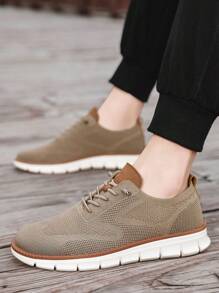 Ladies Dress Sneakers Casual Men Dress Shoes Mesh Sneakers Lightweight Breathable Fashion Walking Sneakers. - 卡其色 - 查看 4